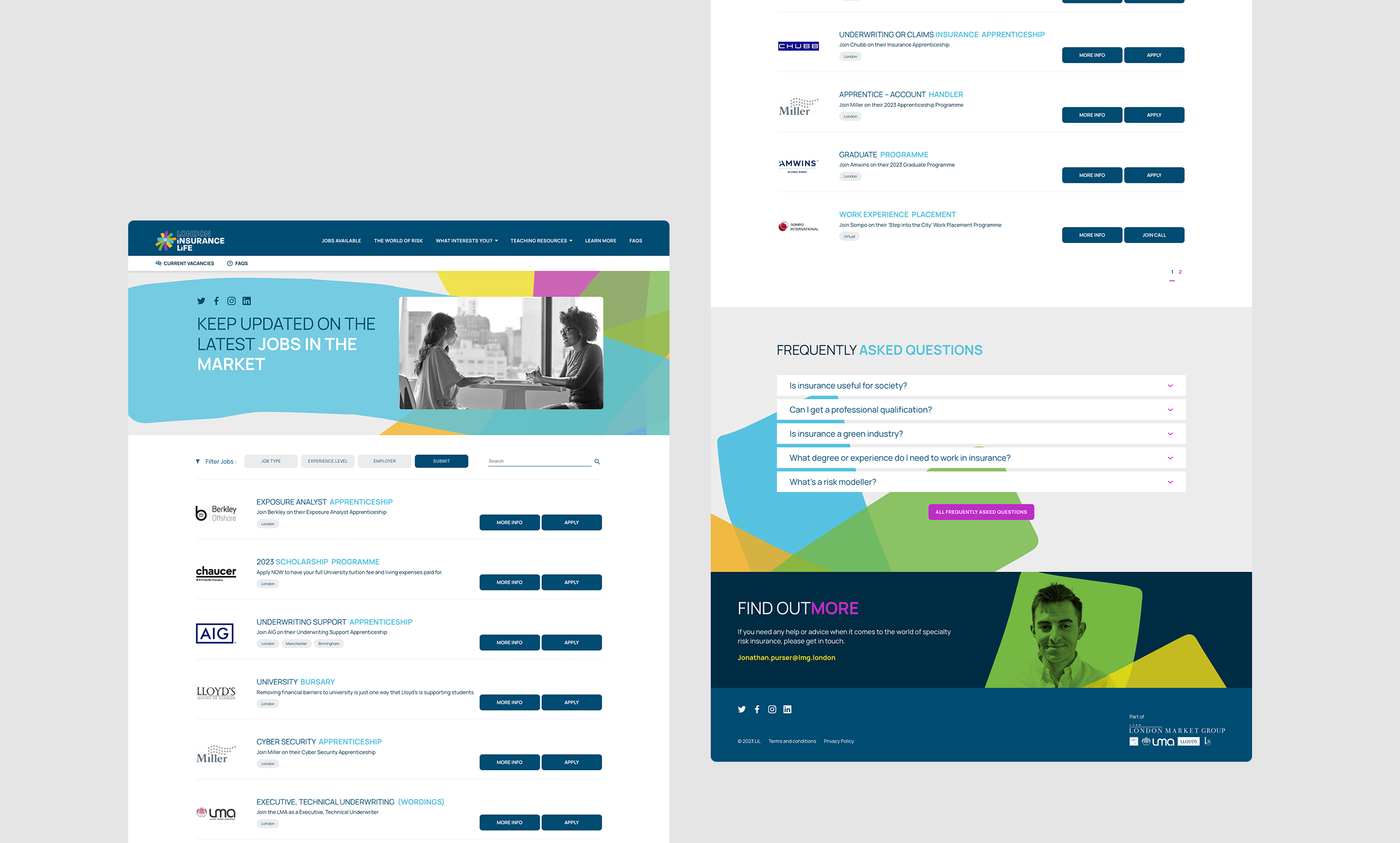 London insurance life page designs