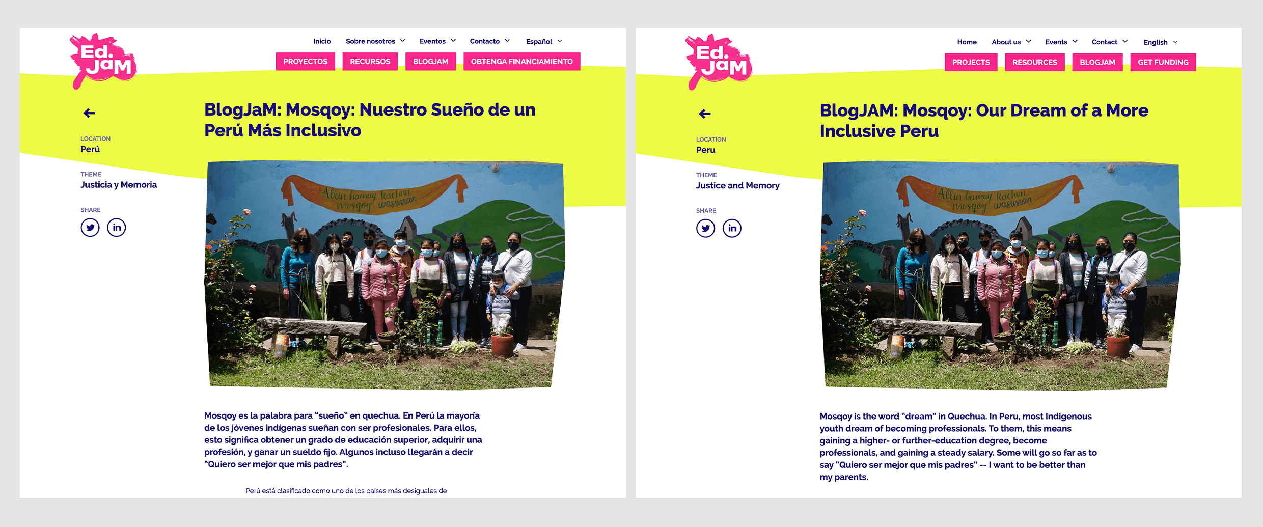 Edjam pages in different languages
