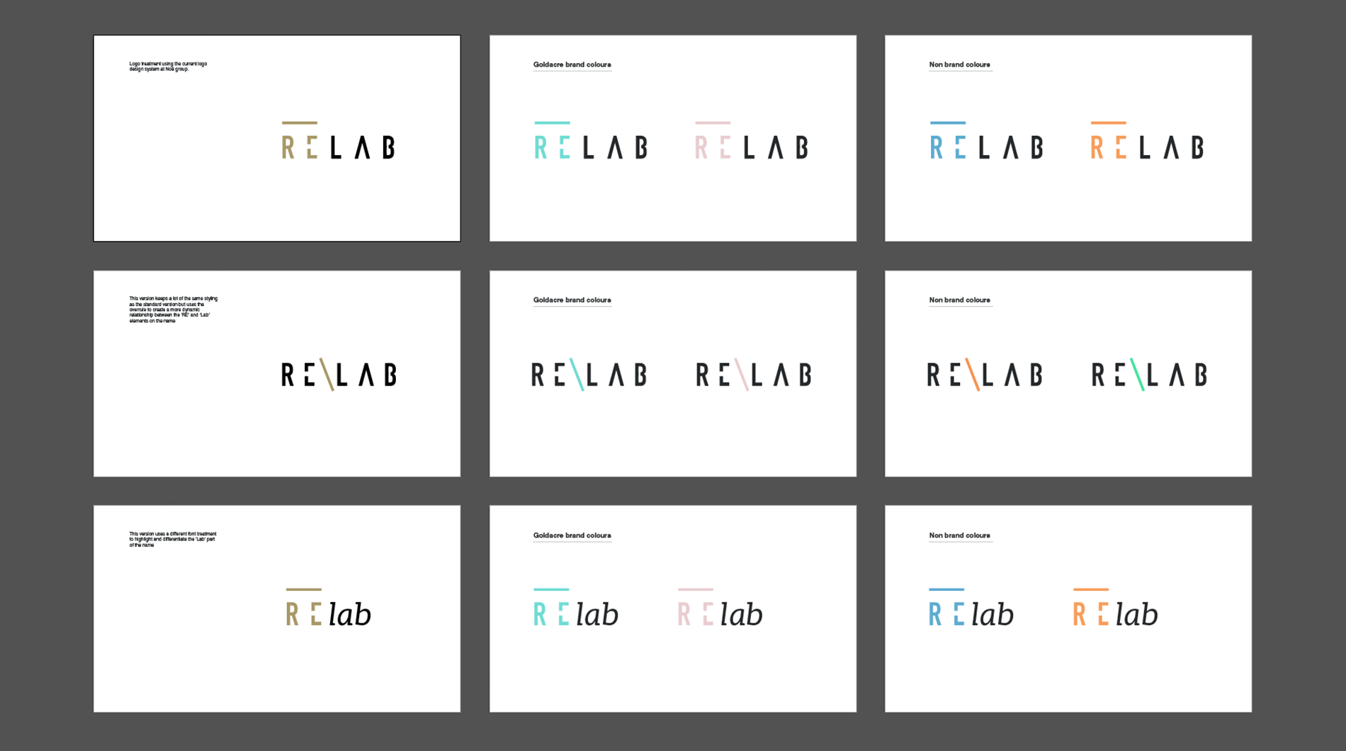 Re:lab logo design iterations
