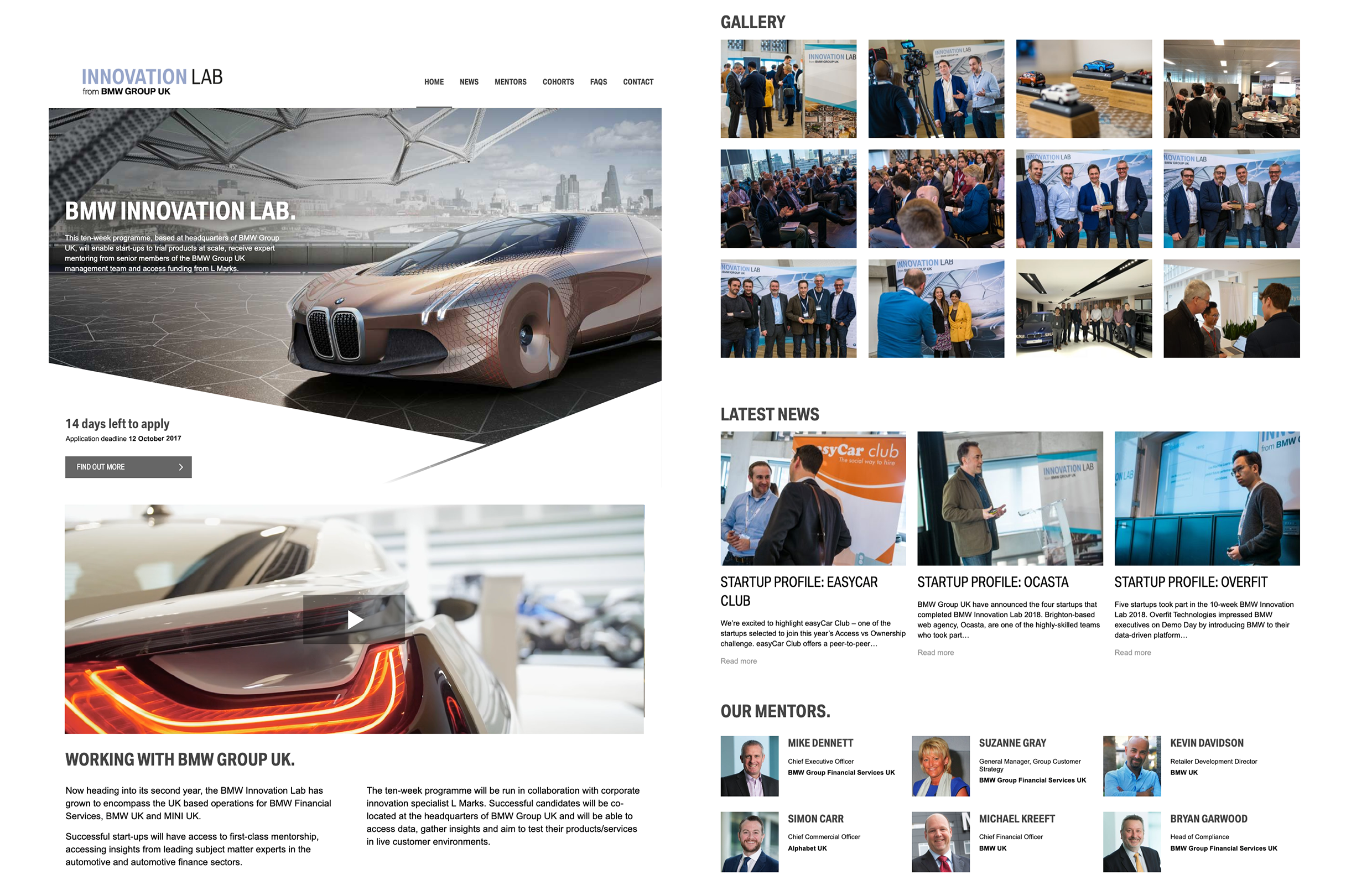 BMW innovation lab page designs